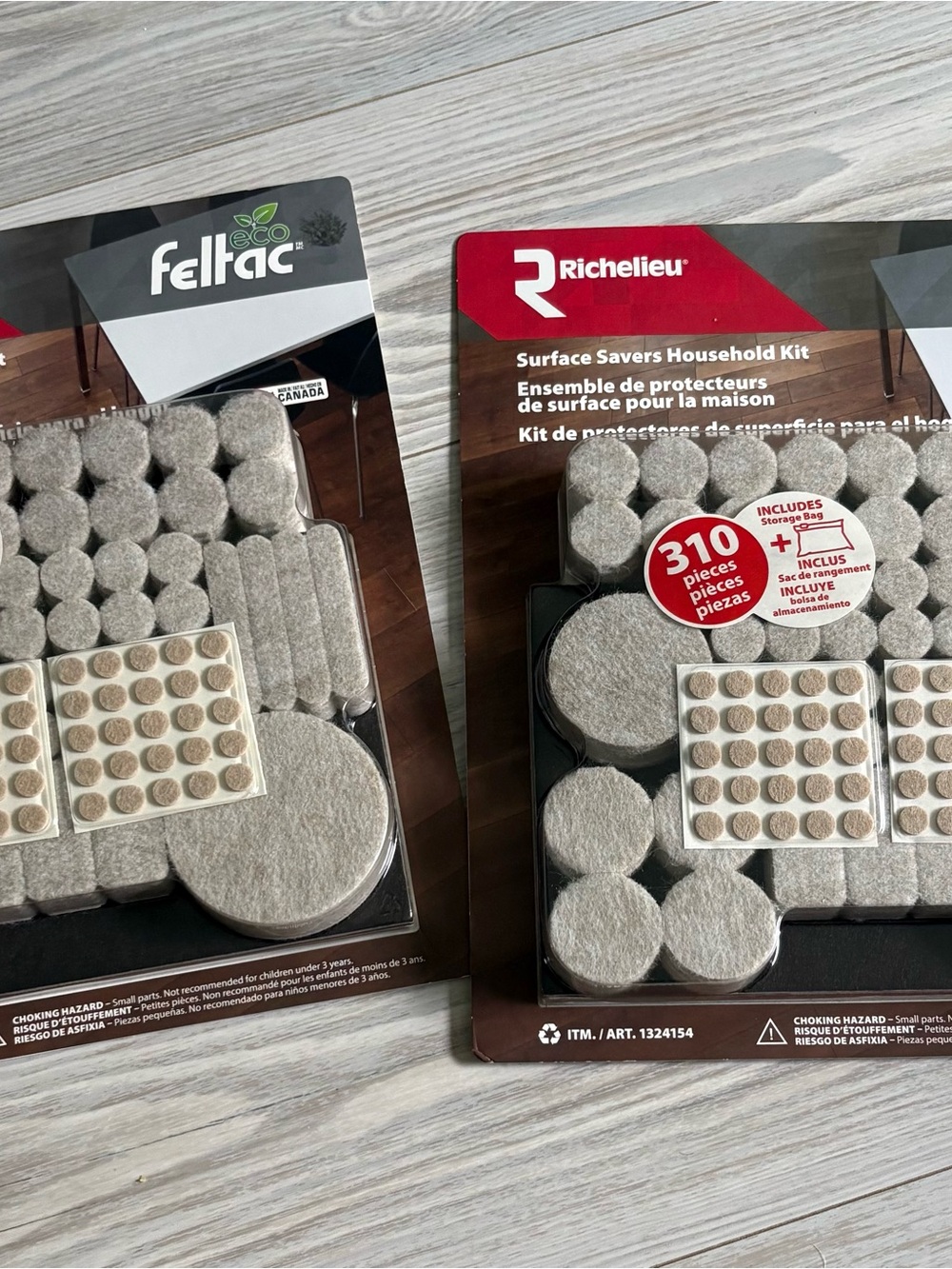Lot of 2 NEW Richelieu Feltac Surface Savers Household Kit - Gray